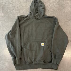 Vintage Y2K Carhartt Hoodie Pullover Sweatshirt Grey Fade Work Wear Men's XL